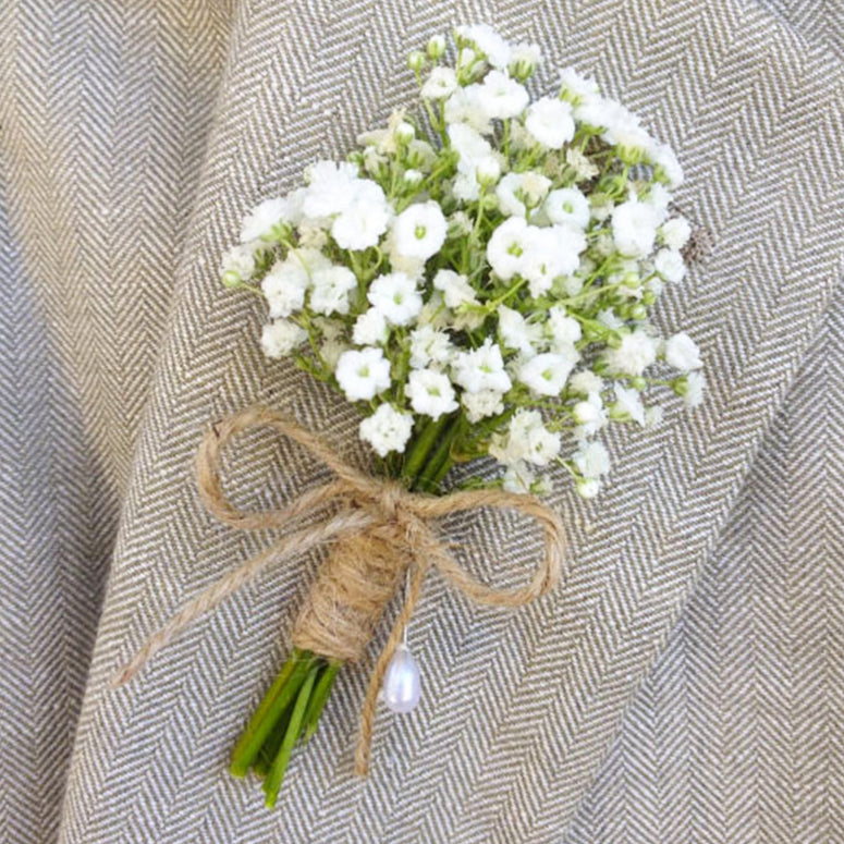 Elegant Gypsophila Boutonniere
