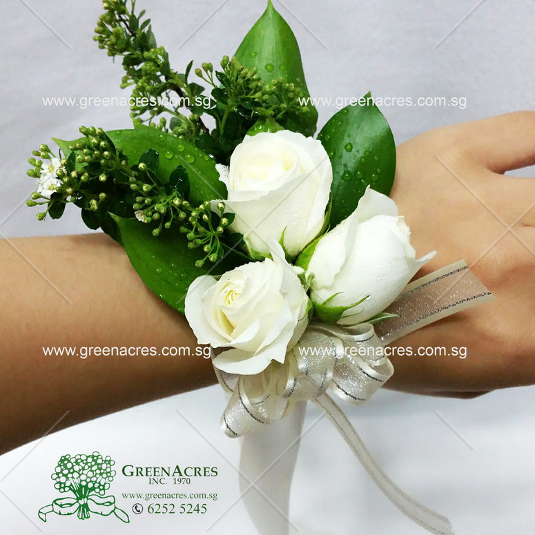 White Roses boutonniere and Corsage