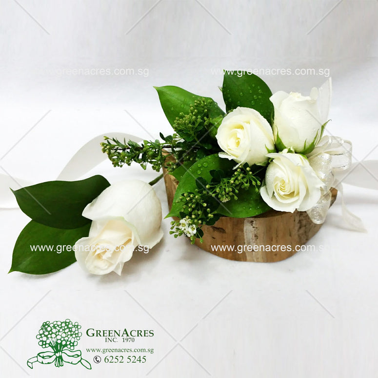 White Roses boutonniere and Corsage
