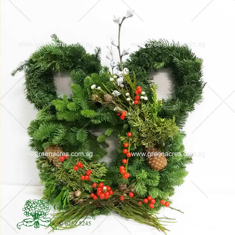 Decorated Fresh Christmas Wreath - Mickey 20″